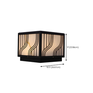 Fashion Square Line Decor Metal Outdoor Lamp Black Zawala Image - 12
