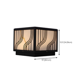 Fashion Square Line Decor Metal Outdoor Lamp Black Zawala Image - 14
