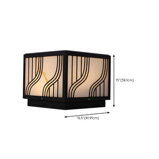 Fashion Square Line Decor Metal Outdoor Lamp Black Zawala Image - 15