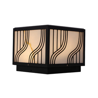 Fashion Square Line Decor Metal Outdoor Lamp Black Zawala Image - 6