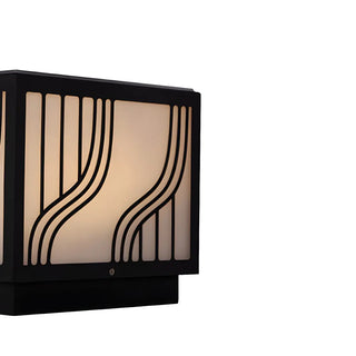 Fashion Square Line Decor Metal Outdoor Lamp Black Zawala Image - 7