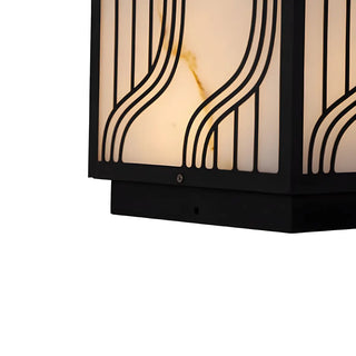 Fashion Square Line Decor Metal Outdoor Lamp Black Zawala Image - 8