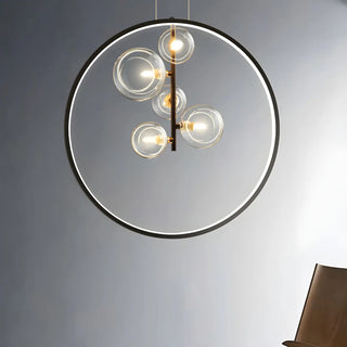 Black Circle Clear Glass Ball Dining Room Chandelier Image - 11