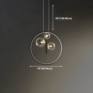 Black Circle Clear Glass Ball Dining Room Chandelier Image - 16