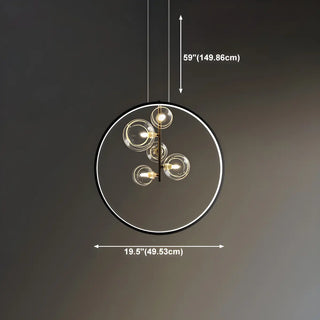 Black Circle Clear Glass Ball Dining Room Chandelier Image - 17