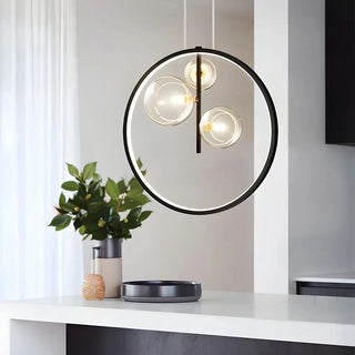 Black Circle Clear Glass Ball Dining Room Chandelier Image - 3