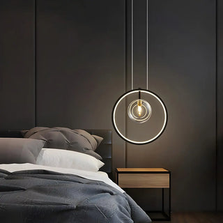 Black Circle Clear Glass Ball Dining Room Chandelier Image - 4