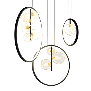 Black Circle Clear Glass Ball Dining Room Chandelier Image - 5