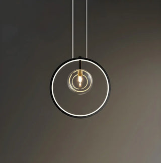 Black Circle Clear Glass Ball Dining Room Chandelier Image - 6