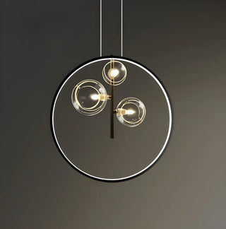 Black Circle Clear Glass Ball Dining Room Chandelier Image - 7