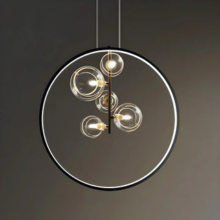 Black Circle Clear Glass Ball Dining Room Chandelier Image - 8