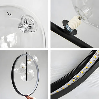 Black Circle Clear Glass Ball Dining Room Chandelier Image - 9