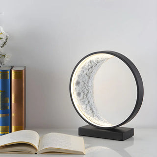 Modern Black Creative Crescent Moon Circular Table Lamp Zawala Image - 4