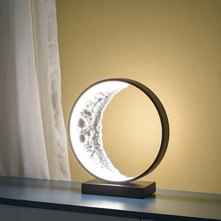 Modern Black Creative Crescent Moon Circular Table Lamp Zawala Image - 6