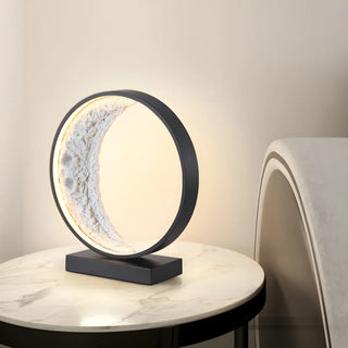 Modern Black Creative Crescent Moon Circular Table Lamp Zawala Image - 7