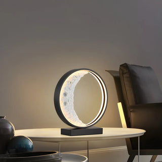 Modern Black Creative Crescent Moon Circular Table Lamp Zawala Image - 8