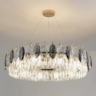 ZOWALA - Crystal Gray Circle Adjustable Height Bedroom Chandelier Image - 11