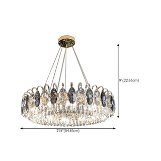 ZOWALA - Crystal Gray Circle Adjustable Height Bedroom Chandelier #size