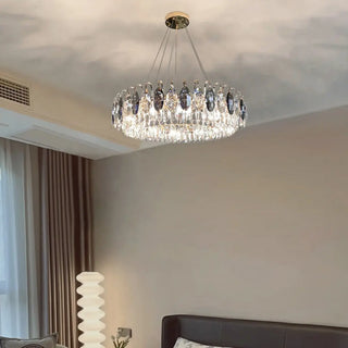 ZOWALA - Crystal Gray Circle Adjustable Height Bedroom Chandelier Image - 3