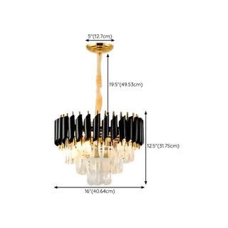 ZOWALA - Modern Black Clear Crystal Tiered Chandelier #size