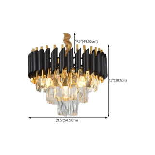 ZOWALA - Modern Black Clear Crystal Tiered Chandelier Image - 14