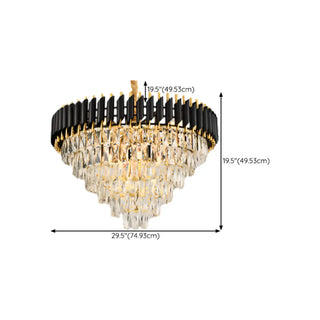 ZOWALA - Modern Black Clear Crystal Tiered Chandelier Image - 15