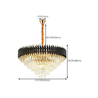 ZOWALA - Modern Black Clear Crystal Tiered Chandelier Image - 16