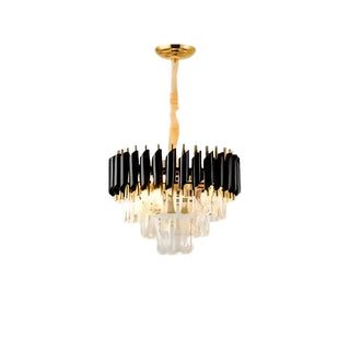 ZOWALA - Modern Black Clear Crystal Tiered Chandelier Image - 4