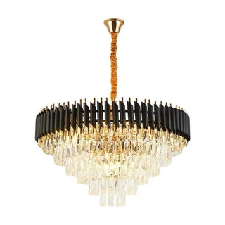 ZOWALA - Modern Black Clear Crystal Tiered Chandelier Image - 9