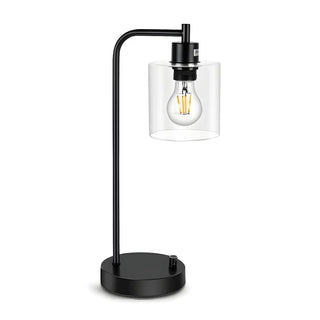 Modern Bedroom Black Cylinder Glass Shade Table Lamp Zawala Image - 10