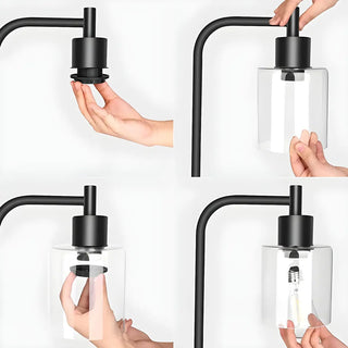 Modern Bedroom Black Cylinder Glass Shade Table Lamp Zawala Image - 11