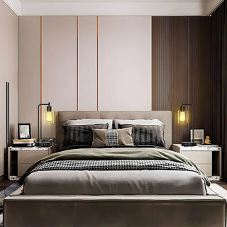 Modern Bedroom Black Cylinder Glass Shade Table Lamp Zawala Image - 5