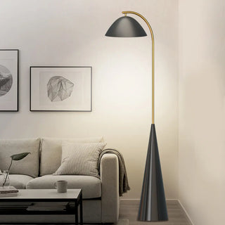 ZOWALA - Modern Black Conical Base Dome Floor Lamp Image - 2