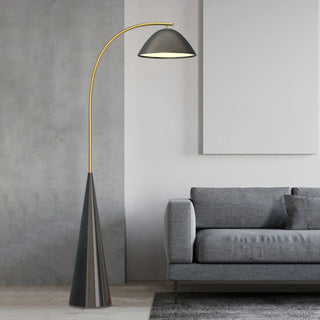 ZOWALA - Modern Black Conical Base Dome Floor Lamp Image - 4