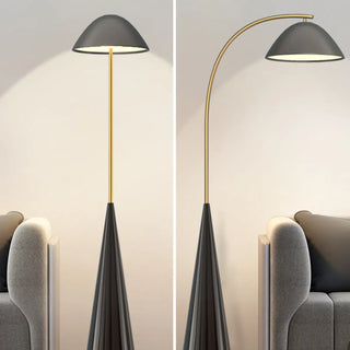 ZOWALA - Modern Black Conical Base Dome Floor Lamp Image - 5