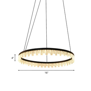 Modern Bedroom Black Crystal LED Circle Pendant Chandelier #size