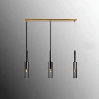 Modern Bedroom Black Glass Crystal Cylinder Pendant Light Zawala Image - 2