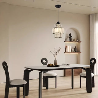 ZOWALA - Modern Tiered  Rock Crystal Round Pendant Light Image - 1