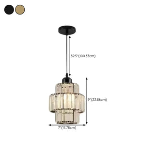 ZOWALA - Modern Tiered  Rock Crystal Round Pendant Light #size