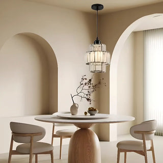 ZOWALA - Modern Tiered  Rock Crystal Round Pendant Light Image - 3