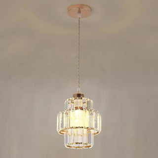 ZOWALA - Modern Tiered  Rock Crystal Round Pendant Light Image - 4