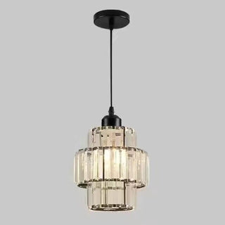 ZOWALA - Modern Tiered  Rock Crystal Round Pendant Light Image - 5