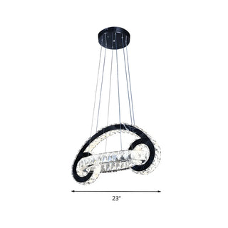 Modern Dining Room Crystal Loop Car Shaped Pendant Light Zawala #size