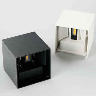 Modern Black Cube Outdoor Up Down Wall Sconce Zawala Image - 22