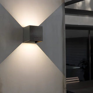 Modern Black Cube Outdoor Up Down Wall Sconce Zawala Image - 3