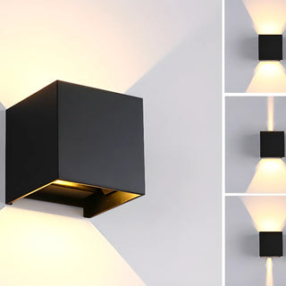 Modern Black Cube Outdoor Up Down Wall Sconce Zawala Image - 4