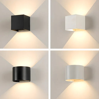 Modern Black Cube Outdoor Up Down Wall Sconce Zawala Image - 7