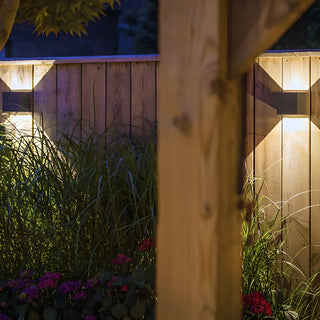 Modern Black Cube Outdoor Up Down Wall Sconce Zawala Image - 8