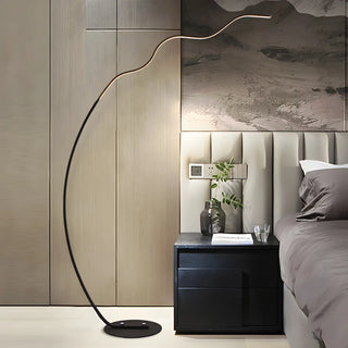 Black Bedside Modern Curved Metal LED Floor Lamp Zawala Image - 13