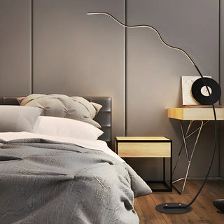 Black Bedside Modern Curved Metal LED Floor Lamp Zawala Image - 16